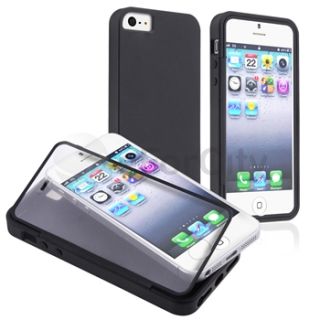  book tpu case compatible with apple iphone 5 black clear frosted