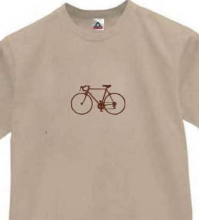 Classic Bicycle T Shirt Bikes Race Retro Tee Khaki L