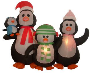  Inflatable Penguin Family Lighted Christmas Yard Art Decoration