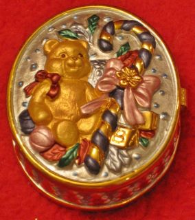 Genuine RUCINNI Christmas Teddy Bear Candy Cane Trinket Keepsake