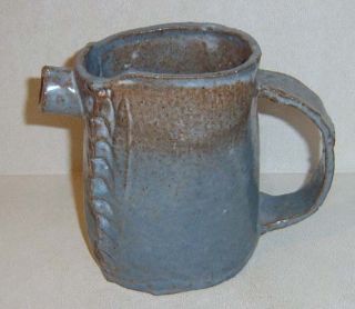 Hand Thrown Diana Clay Pottery Pitcher Jug Blue Brown