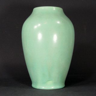 Signed CLIFTON Art Pottery Vase w Matte Green Glaze Dated 1906