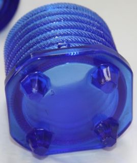 Vintage Cobalt Blue Figural Beehive Pressed Glass Honey Pot Jam