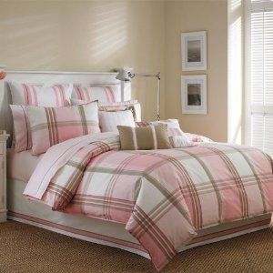 Nautica Clear Lake Plaid Pink Twin Comforter Set