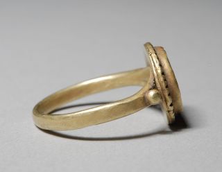 Ancient Roman Gold Cock & Cornucopia Haematite Intaglio Ring