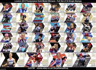 Paralympics Gold Medal Winners London 2012 Single Stamps Multi Listing