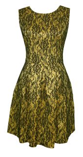 Shimmering Yellow Black Lace Party Cocktail Dress Millicent Size 14