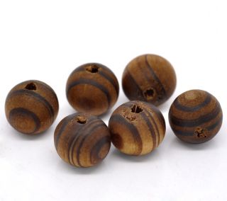 100 Coffee Round Wood Spacer Beads 11mm Jewelry Making Crafts Supplies