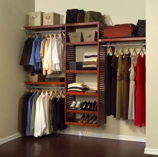 John Louis Home Red Mahogany Wood Closet Organizer System Deluxe