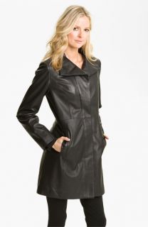 Cole Haan Leather Walking Coat with Liner