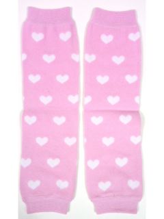 Girls Valentines Heart Print Baby Leg Warmers in Pink Red White Cute