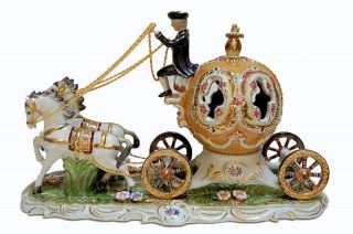 Cinderella Carriage* Meissen Porcelain Coach Statuette Marked