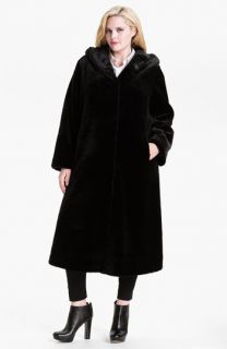 Kristen Blake Hooded Faux Fur Coat (Plus)