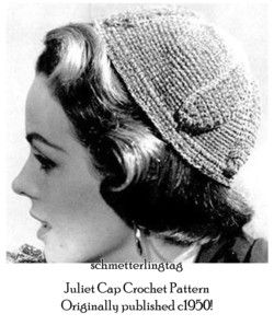 1950s 50s Juliet Cap Cloche Hat Crochet Pattern DIY 1950s Retro