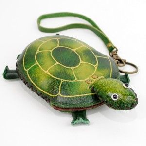 Leather Turtle Wristlet Coin Purse Wallet Handbag New