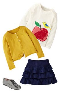 Mini Boden Tee, Cardigan & Skirt (Toddler)