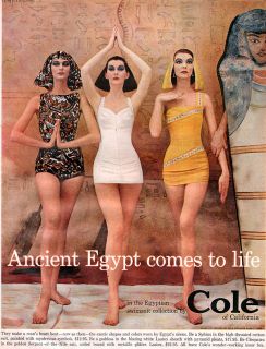 Cole of California Egyptian Swimsuits Cleopatra Sphinx Serpent of The