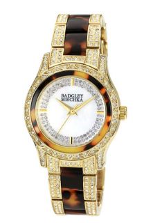 Badgley Mischka Round Crystal Bracelet Watch