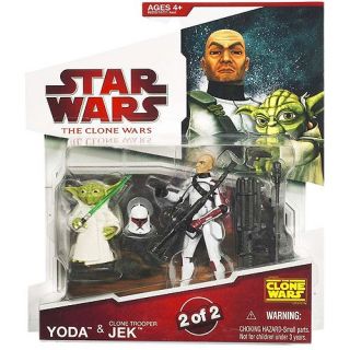 Star Wars Yoda & Clone Trooper Jek Action Figures Includes Blasters