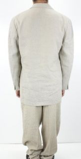 Claiborne Mens Tan Beige Linen Suit Pleated Pant 34x31 Cuffed Pant 42L