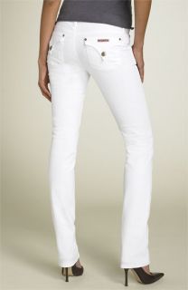 Hudson Jeans Carly Triangle Pocket Straight Leg Stretch Jeans (White Wash)
