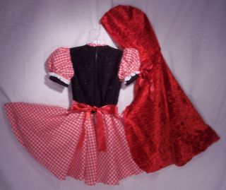Little Girl Red Riding Hood Dress Halloween Costume Party Size 4 6