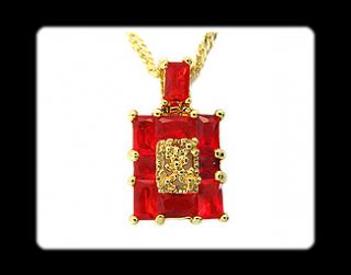 Fashion Jewelry Gift Emerald Red Garnet Yellow Gold GP Ruby Pendant