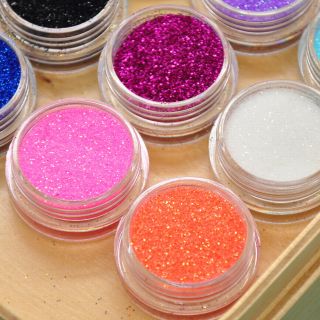 12 Mixed Color Mental Glitter Nail Tool Acrylic Powder Dust Shape