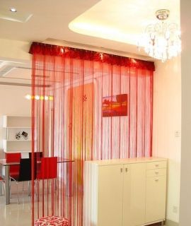 String Curtain Room Divider Blind W300 L290 cm Red