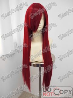 32 80cm Long Red Straight Cosplay Wig Fairy Tail Erza