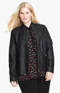Evans Quilted Faux Leather Jacket (Plus)