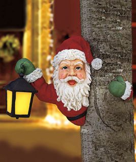 SANTA SOLAR CHRISTMAS HOLIDAY TREE HUGGER OUTDOOR LANTERN LIGHT YARD
