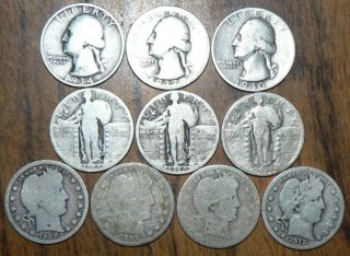 Washington 90% Silver Quarter Dollars   1934, 1937 D, 1940 S