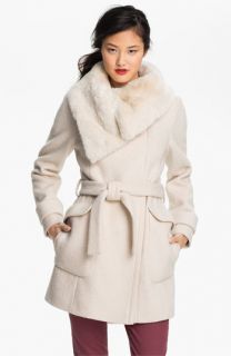 Ivanka Trump Faux Fur Trim Wrap Coat