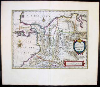 1640 Blaeu Antique Map Colombia Venezuela STH America