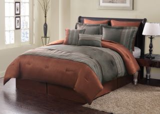 Piece King Madden Rust and Taupe Comforter Set