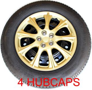 New ABS 15 Set of 4 Wheel Covers Colored Gold Hubcaps