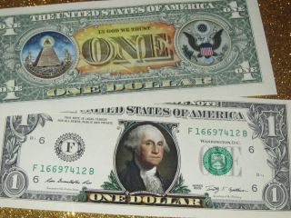 RARE Dollar Bill Front Back in Full Colorized
