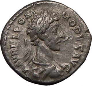 Commodus 180AD Ancient Silver Genuine Roman Coin Unpublished Roma w
