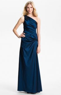 Hailey by Adrianna Papell One Shoulder Pleated Taffeta Gown