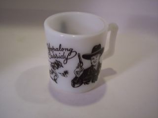 Vintage HOPALONG CASSIDY MUG Black and White Glass from 50s