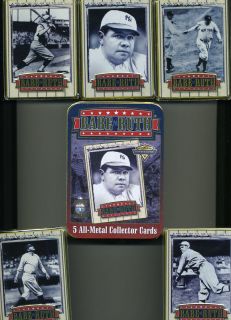 RARE 1994 COOPERSTOWN COLLECTION BABE RUTH 5 METAL CARDS SEALED & TIN