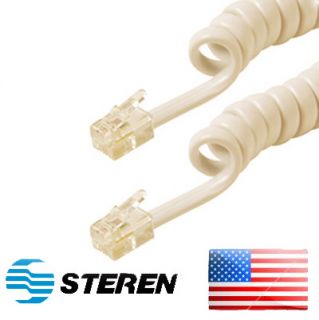 steren 15ft coiled telephone handset cord ivory 15 ft condition new