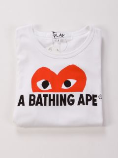 Comme Des Garcons Play x A Bathing Ape Male Tee Half Red Heart s for