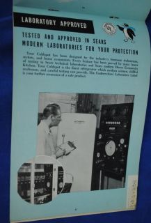 Vtg Old 1950s Coldspot Refrigerator Manual / Cook Book