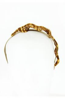 Colette Malouf Womens Gold Wire Marcel Velvet Tie Headband $52 New