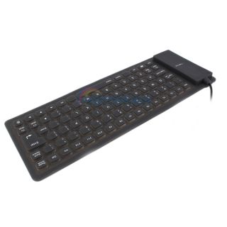  85KEYS Silicone Roll Up Foldable Computer Keyboard for PC Black
