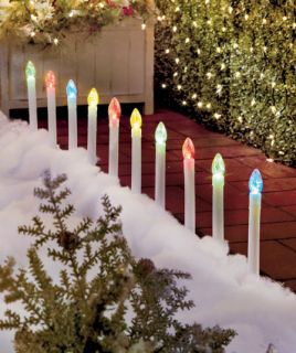 Set of 10 Holiday Colorful Stake Color Changing LED Path Lights Candle