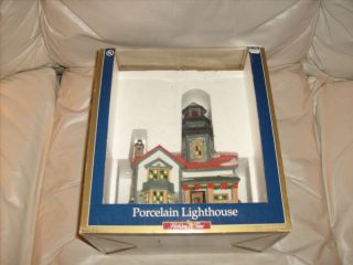 Holiday Time Village Collectible Porcelain Lighthouse NIB