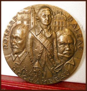French Art Medal Rochambeau Ronsard Balzac Vendome